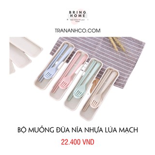 Bộ muỗng đũa nĩa nhựa lúa mạch