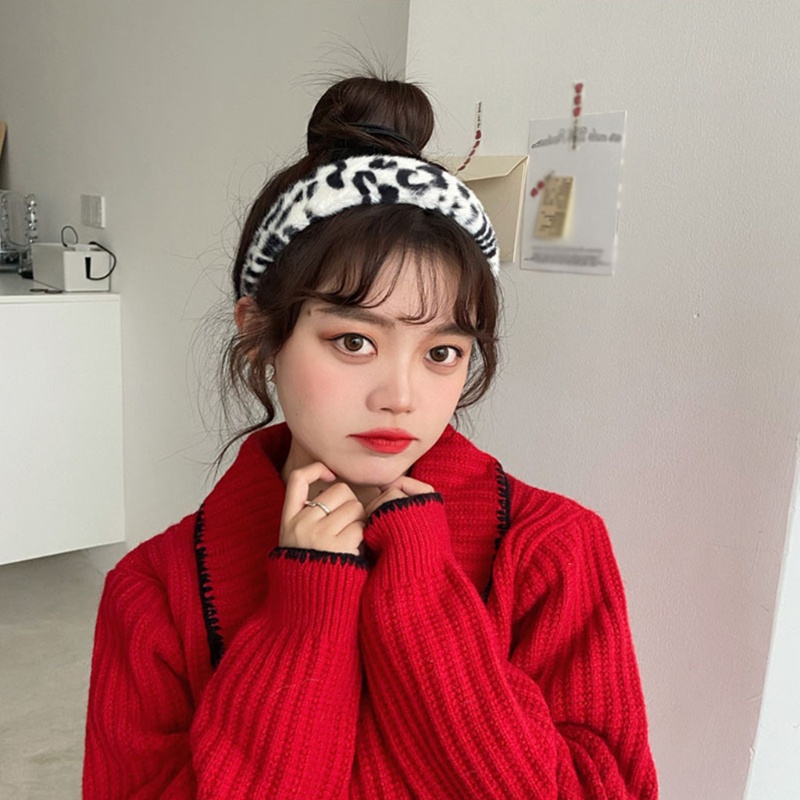 Băng Đô Cài Tóc Bản Rộng In Họa Tiết Da Báo / Ngựa Vằn Bằng Lông Nhung Dễ Thương Xinh