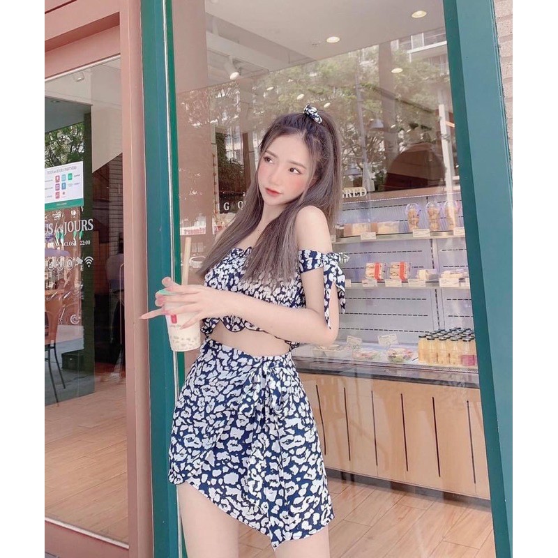 Set crop nhún cv vạt xéo Yoona