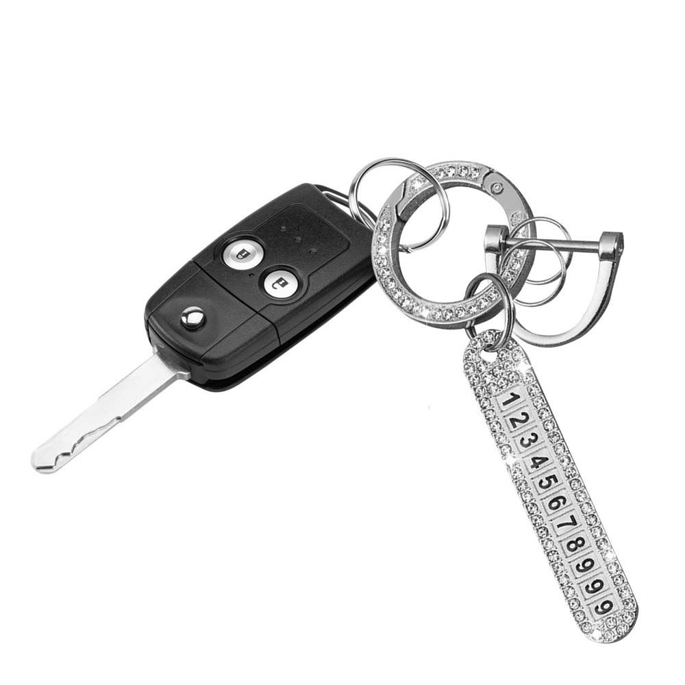 Móc khoá charm sáng bóng treo túi hình số điện thoại chống mất chìa khoá ô tô
