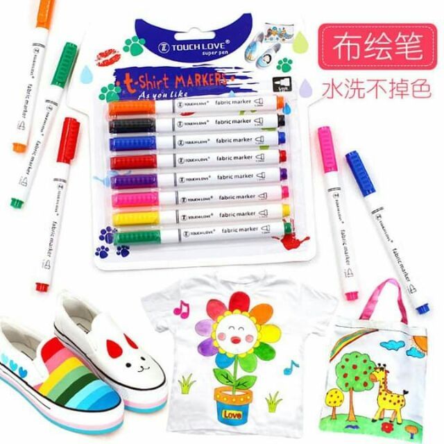 Bút vẽ áo, vải, khăn fabric marker 8 cây