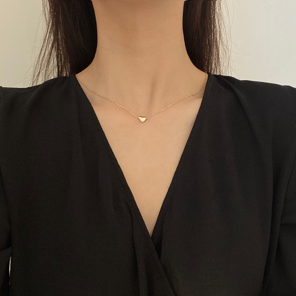 Dây chuyền mặt trái tim kim loại đơn giản độc đáo xinh xắn hợp thời trang cho nữ 191168