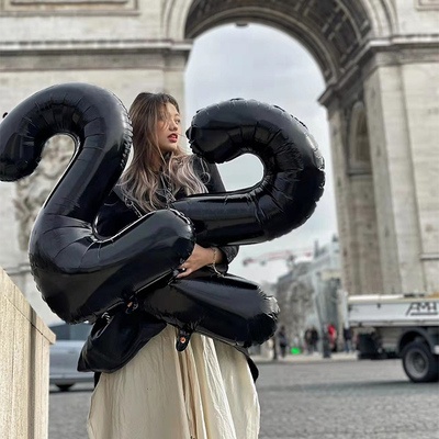 Bong Bóng Hình Số 0-9 Màu Trắng Đen Bằng Lá Nhôm Kỹ Thuật Số Trang Trí Tiệc Sinh Nhật