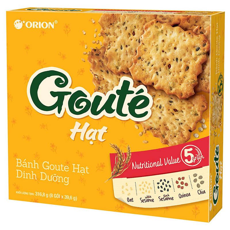 Bánh Goute Hạt Dinh Dưỡng Chính Hãng Orion Hộp 316.8G (8 Gói x 39.6G) - Dưỡng Chất Từ 5 Loại Hạt