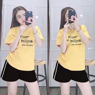 Đồ bộ nữ đẹp, quần áo mặc nhà cotton quần đùi áo thun tay ngắn R&W Chất liệu thun co giãn 4 chiều thoáng mát A016