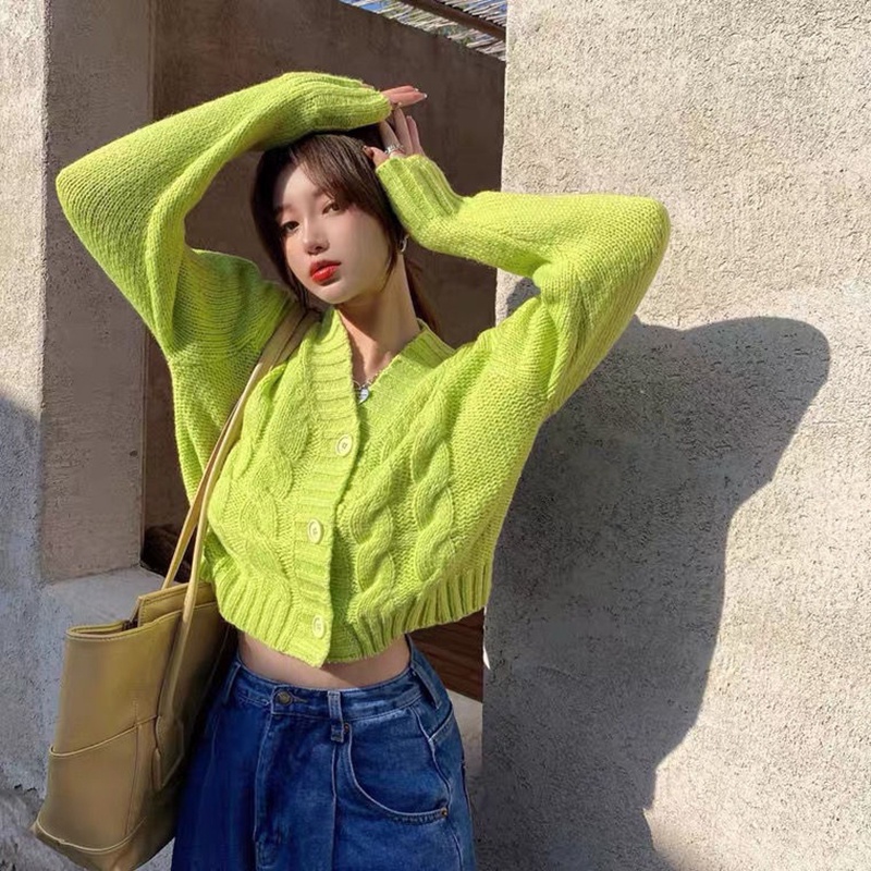 Áo len IELGY cổ chữ V màu kẹo ngọt thời trang cho nữ