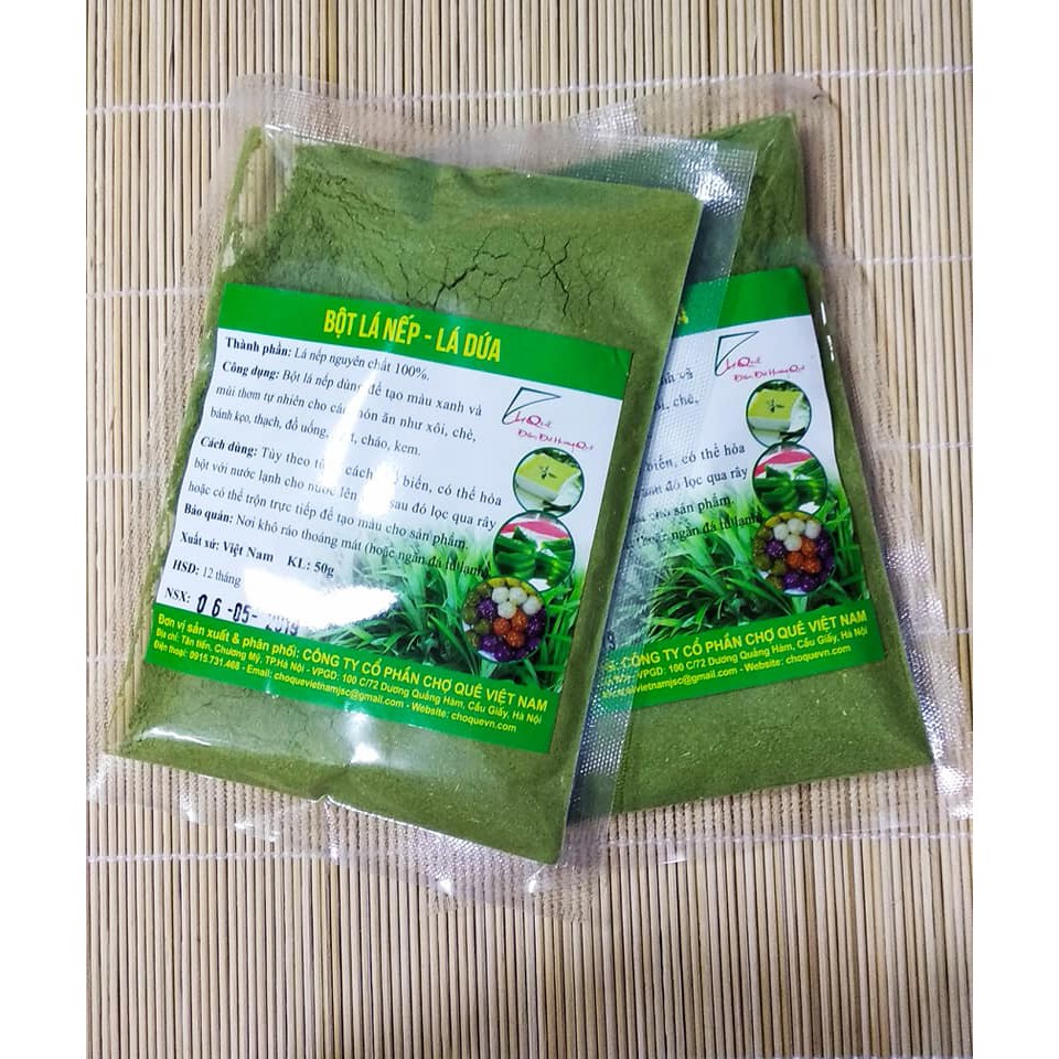 BỘT MÀU LÁ NẾP LÁ DỨA TỰ NHIÊN 50GR