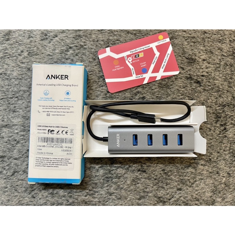 Bộ chia Anker USB C A8305 Hub vỏ nhôm Aluminum USB C Adapter gồm 4 cổng USB 3.0