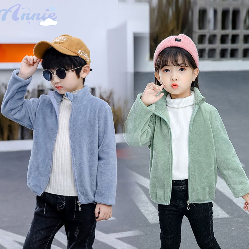 Áo Khoác Lông Cừu San Hô Giữ Ấm Thời Trang Mới Cho Bé Trai Và Gái