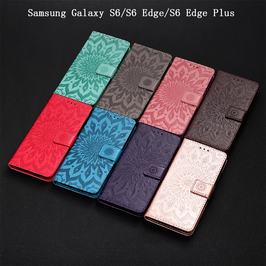 Ốp lưng nắp gập dập hình hoa nổi vintage cho Samsung S6/S6 Edge/S6 Edge Plus | BigBuy360 - bigbuy360.vn