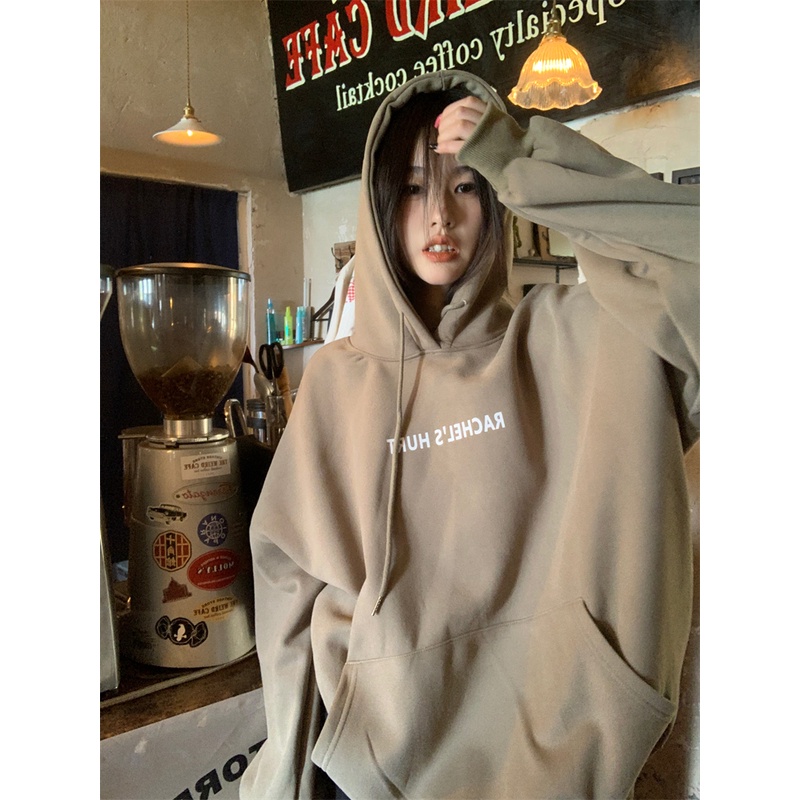 Áo hoodie tay dài có mũ trùm đầu phong cách Hàn Quốc thời trang mới dành cho nữ