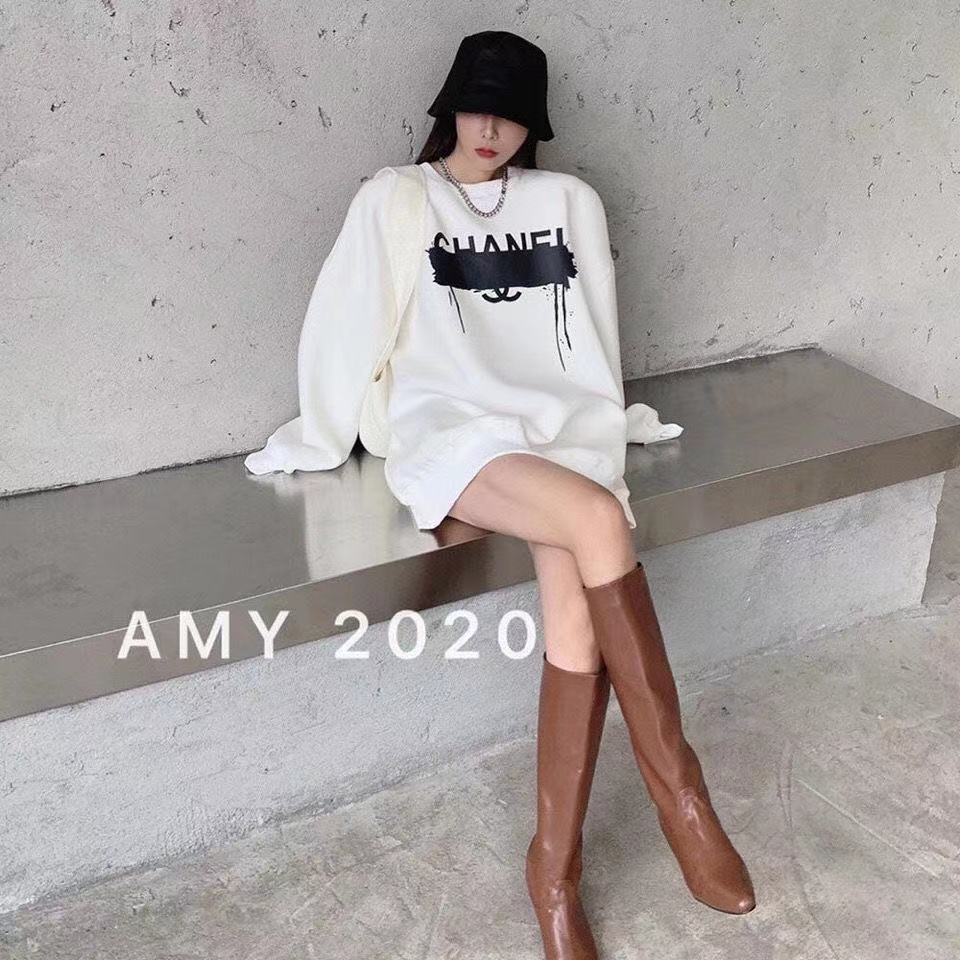 [250gDày lên]Áo sweater dáng rộng in chữ cá tính