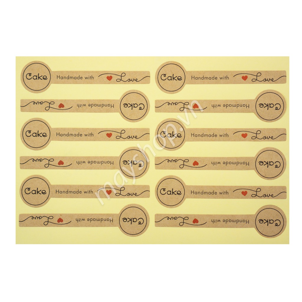 Tem nâu dài Handmade With Love/ 1 tờ 12 tem