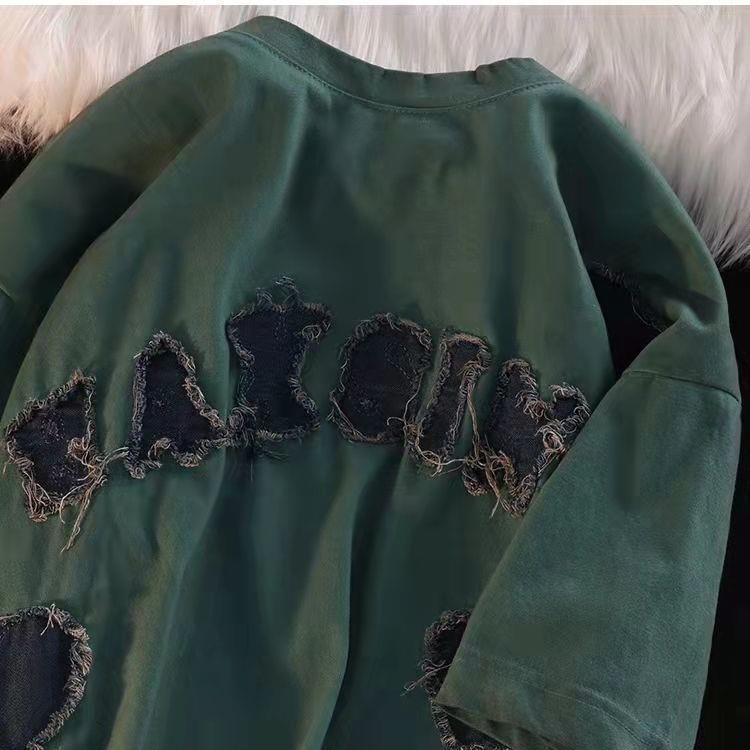 Áo Thun Tay Ngắn Dáng Rộng Thêu Họa Tiết Phong Cách Hàn Quốc Thời Trang Cho Nam