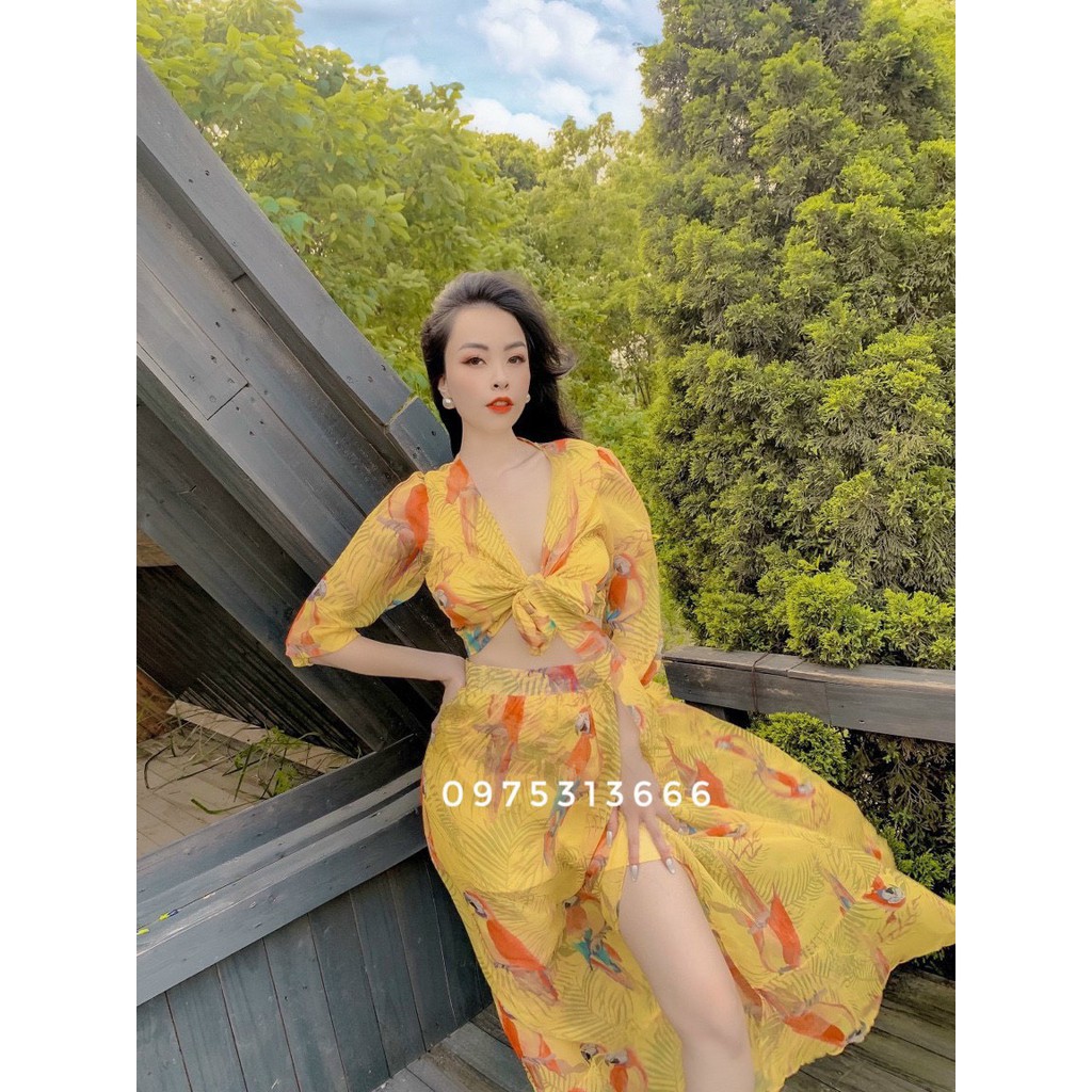 Set 2 Món Đi Biển, Đầm Maxi Đi Biển V97 Chất Voan Mềm Mát, Họa Tiết Hoa Rực Rỡ, Siêu Phẩm Cho Cô Nàng Sống Ảo. | BigBuy360 - bigbuy360.vn