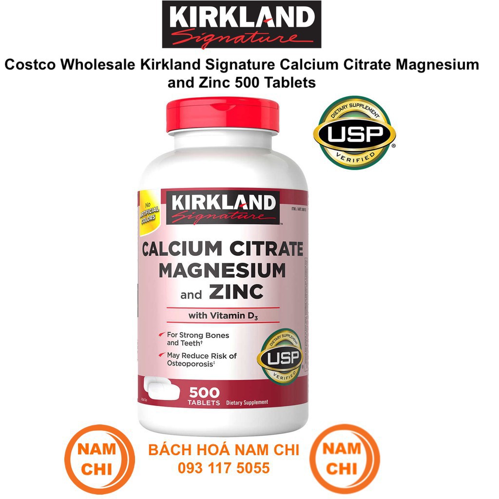 [DATE 05.2022] Hỗ Trợ Xương Khớp Viên Uống Kirkland Calcium Citrate Magnesium And Zinc 500 Viên Của Mỹ
