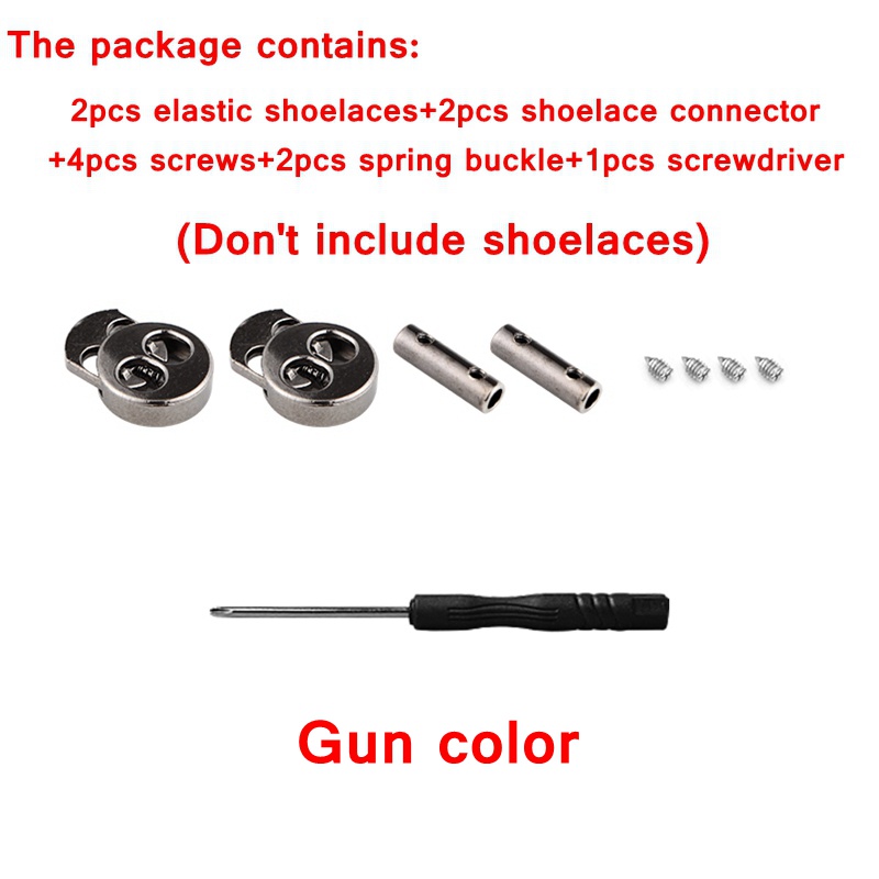1 Cặp Dây Giày Co Giãn Có Khóa Kim Loại Không Cần Buộc Dùng Cho Người Lớn Và Trẻ Em