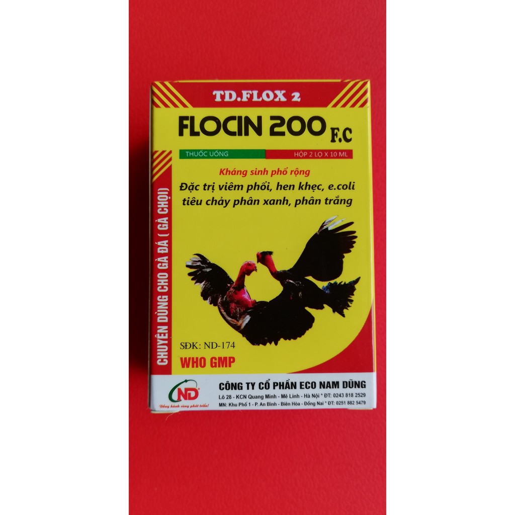 2 lọ Flocin 200 FC 10 ml dùng tốt cho gà chọi, gà đá, chim cảnh