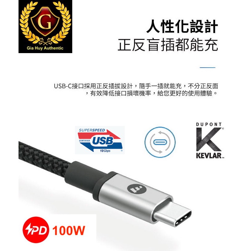 Cáp sạc nhanh Macbook Pro 13 inch, iPad Pro, Note 20 Ultra, S20 MOPHIE USB-C ra USB-C chuẩn 3.1 10Gbps PD 100W dài 1.5m