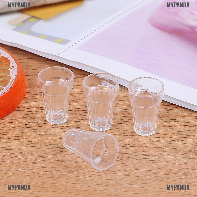 Bộ 4 mô hình ly thủy tinh trong suốt tỉ lệ 1/12 trang trí cho nhà búp bê