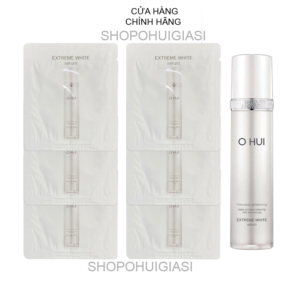 Gói sample tinh chất Ohui siêu dưỡng trắng mờ thâm nám tàn nhang - Ohui Extreme White Serum Snow vitamin 1ml