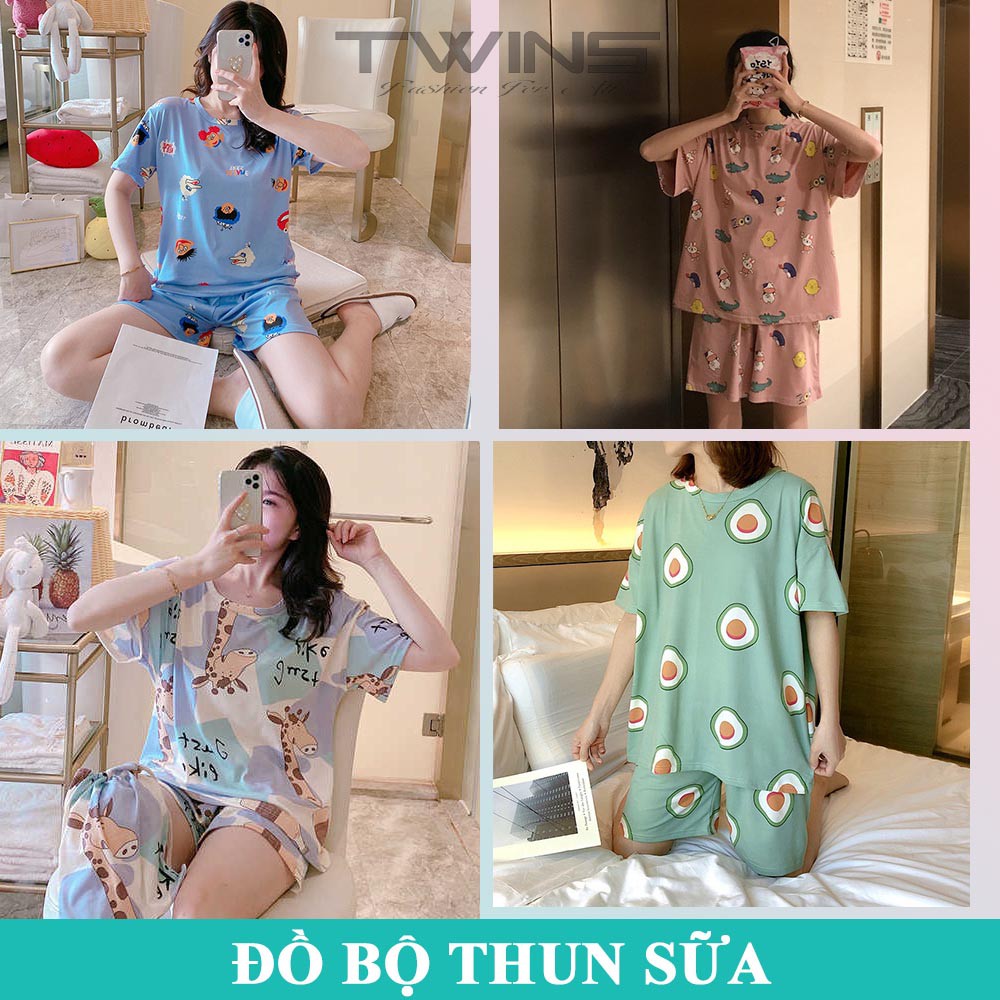 Đồ bộ thun sữa nữ tay ngắn quần ngắn nhiều hình dễ thương Quảng Châu