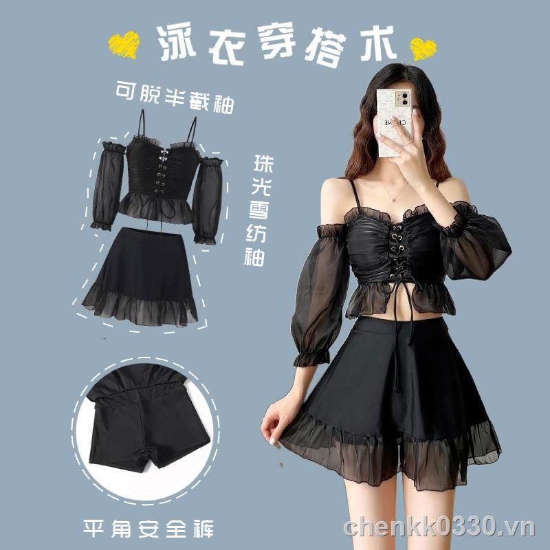 2022 ✤Nữ sinh áo tắm suối nước nóng màu đỏ lưới mới gợi cảm được mỏng trong phong cách phiên bản Hàn Quốc của học bảo thủ xẻ ngực nhỏ