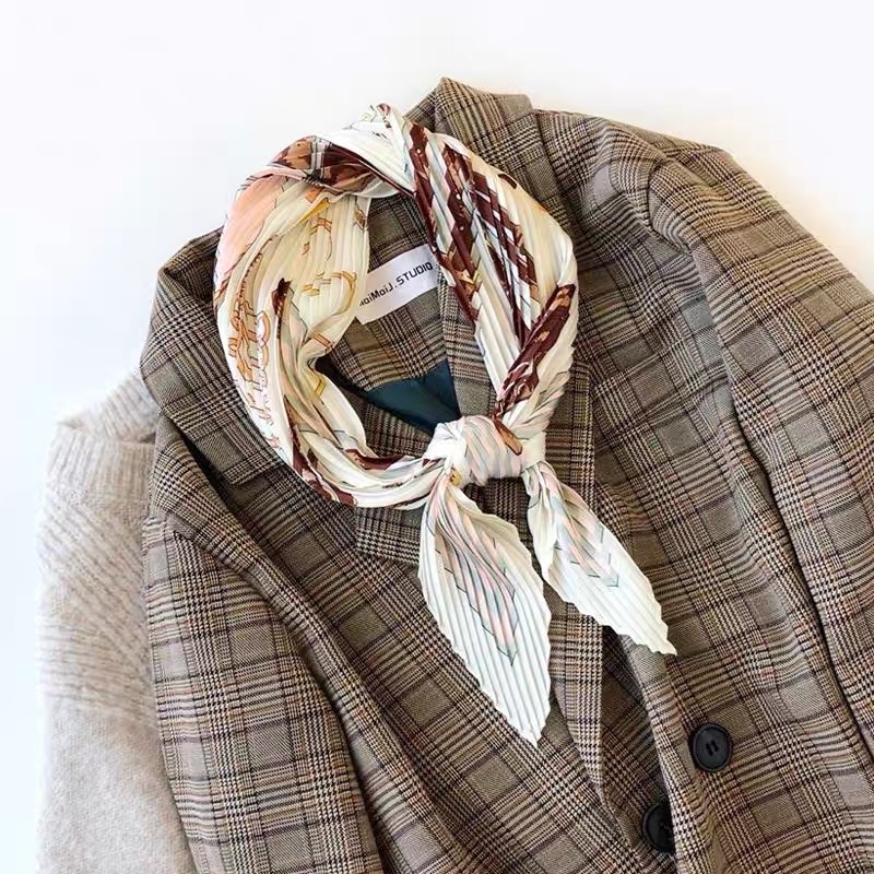 Khăn lụa xếp li size 35x99cm choàng cổ thanh lịch sang trọng