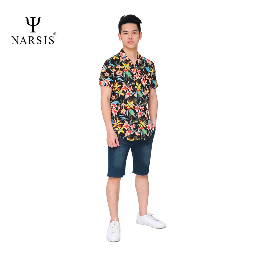 Áo sơ mi cộc tay nam Narsis D0007 hoa