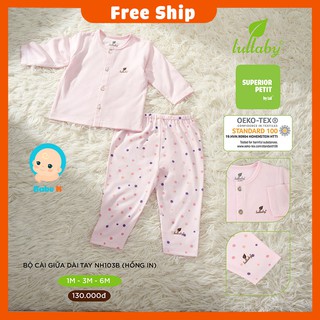 Quần áo mùa hè cho bé sơ sinh, thương hiệu Lullaby vải cotton thoáng mát cho bé 0 - 3 tháng