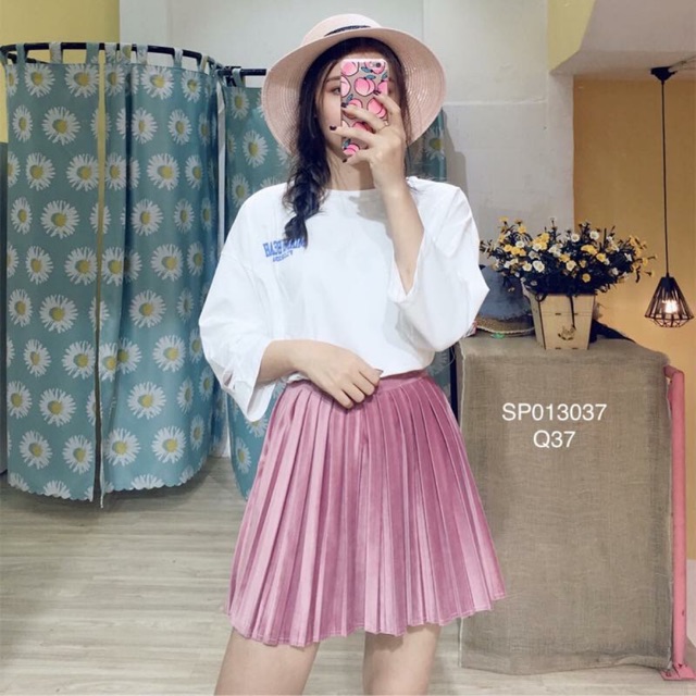 Váy nỉ nhung xếp li