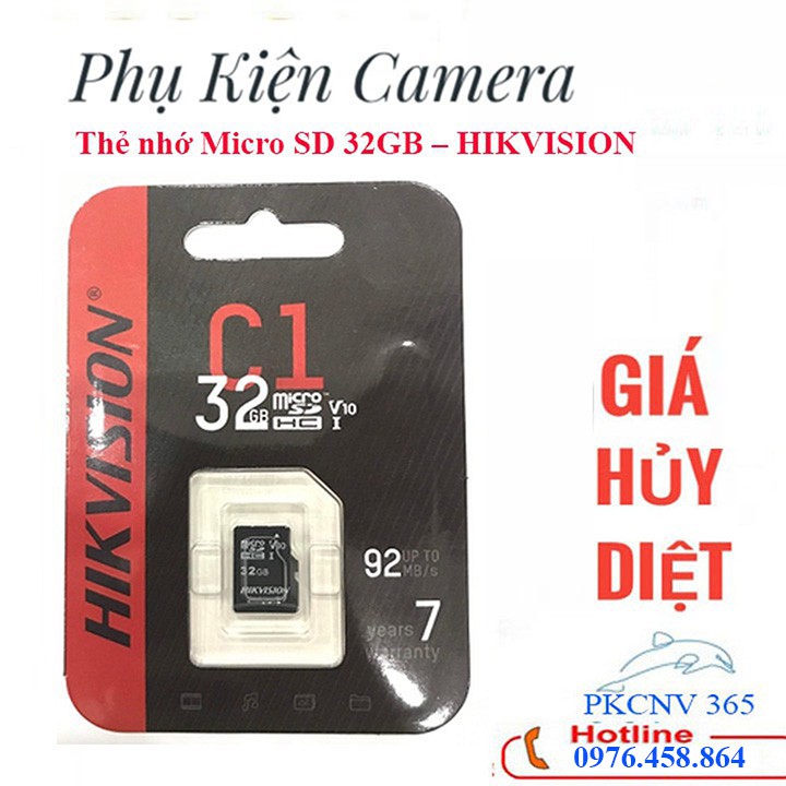 Thẻ Nhớ Micro SD Hikvision 32Gb , 64gb Class 10 , Tốc độ 92 Mb/s Hàng Chính hãng cho Camera - Bảo hành 24 tháng