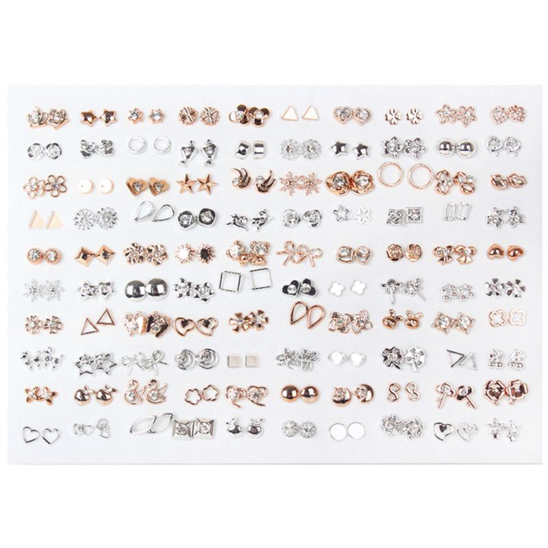 ✿INN 100Pairs Assorted Styles Mini Kids Earrings Plastic Hypoallergenic Stud Ear Accessories Lot