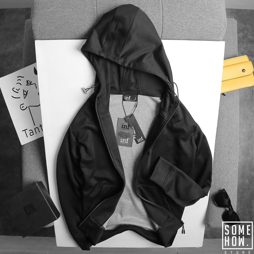 Áo Khoác Nam,Áo Khoác Có Nón Đen Nam INF ,Vải Thun Nỉ Co Giãn Form Regular AK002738, SOMEHOW | BigBuy360 - bigbuy360.vn