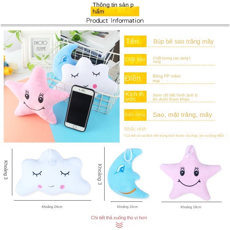 Thú Nhồi Bông Hình Mặt Trăng Ngôi Sao Đám Mây Dễ Thương Ttd280