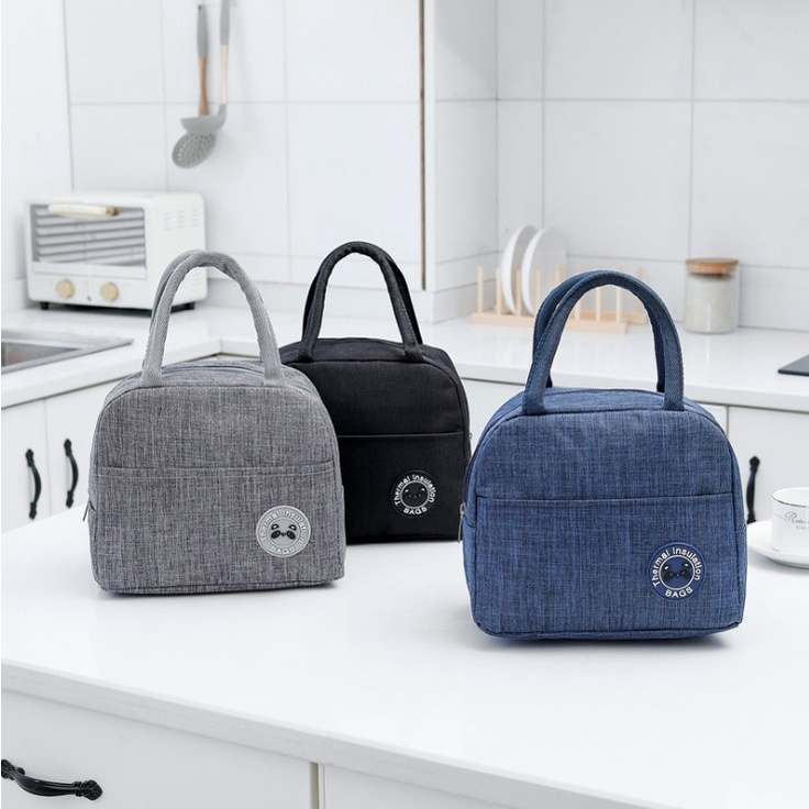 Túi Đựng Hộp Cơm Giữ Nhiệt Vải Trơn Chống Thấm Nước Lunch Bag Tiện Dụng
