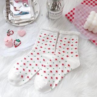 Tất Cổ cao nữ Dễ thương In hình Hoạt hình Hàn Quốc Vớ cao cổ nữ Cotton Cute Ulzzang Nhật Bản