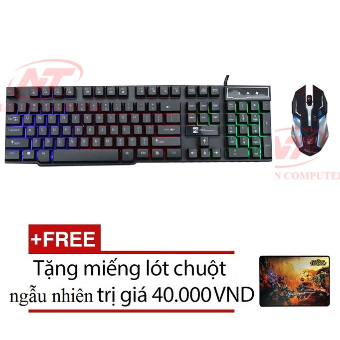 Bộ bàn phím LED giả cơ và chuột game R8 1822 - K1 (Đen) + Tặng kèm lót chuột