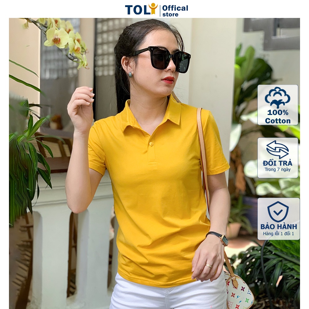 Áo thun nữ Cổ Sơ Mi (Cổ trụ) TOLI, chất cotton 4 chiều mềm mịn, co dãn Màu Vàng