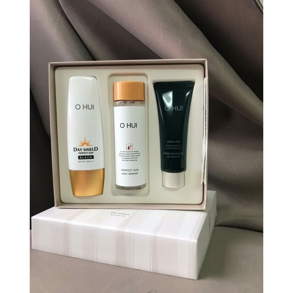 Bộ kem chống nắng OHUI Day Shield Perfect Sun Black SPF50+/PA+++ Special Set 3sp - Chống Nắng Phục Hồi Lão Hóa