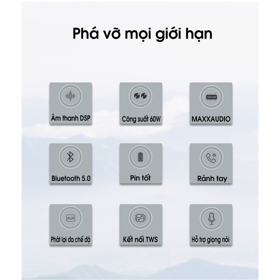 Loa bluetooth PKCB92 không dây 60W IPX5 sạc nhanh Type C Chip DSP - Hàng chính hãng