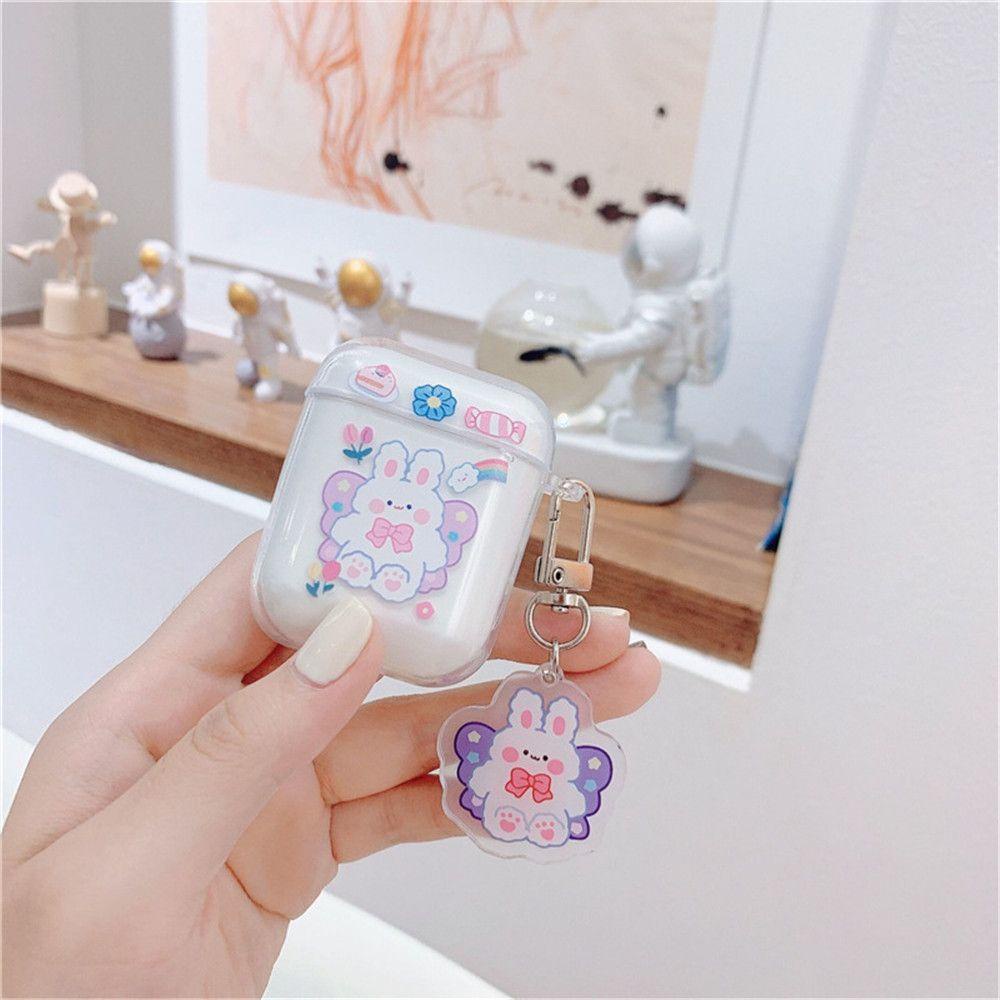 Vỏ Bảo Vệ Hộp Sạc Tai Nghe AirPods 1 2 Kèm Móc Khóa Xinh Xắn