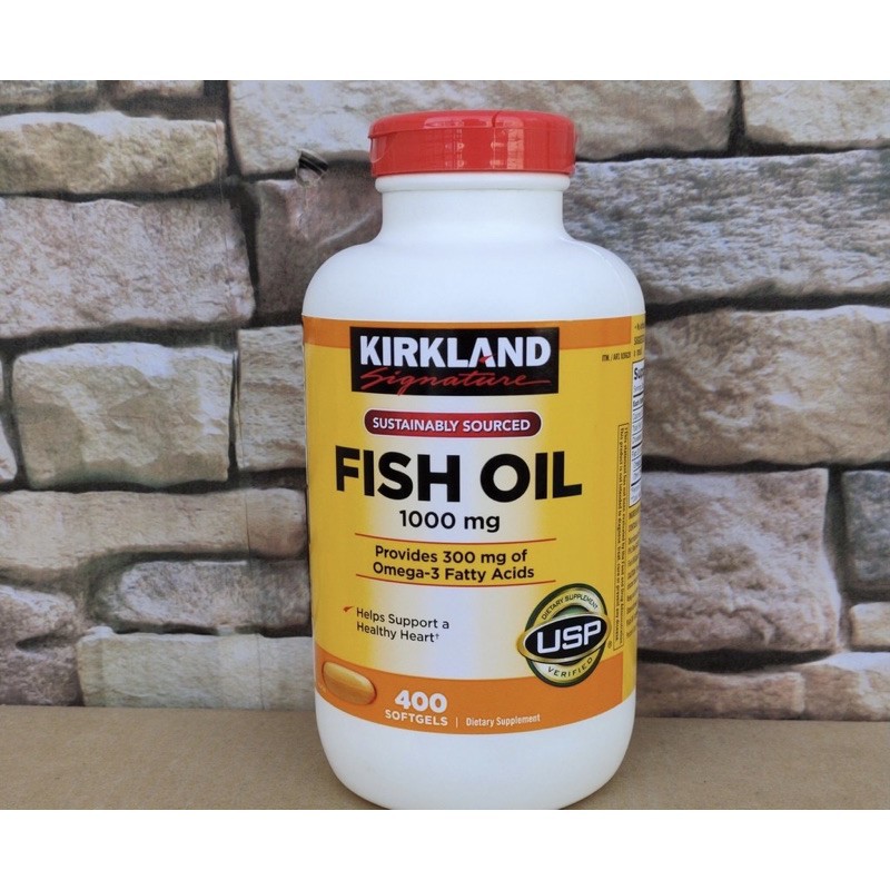 Viên Uống Fish Oil Dầu Cá Kirkland 400 Viên [Mẫu Mới 2020] - Nắp Đỏ Hình thực tế