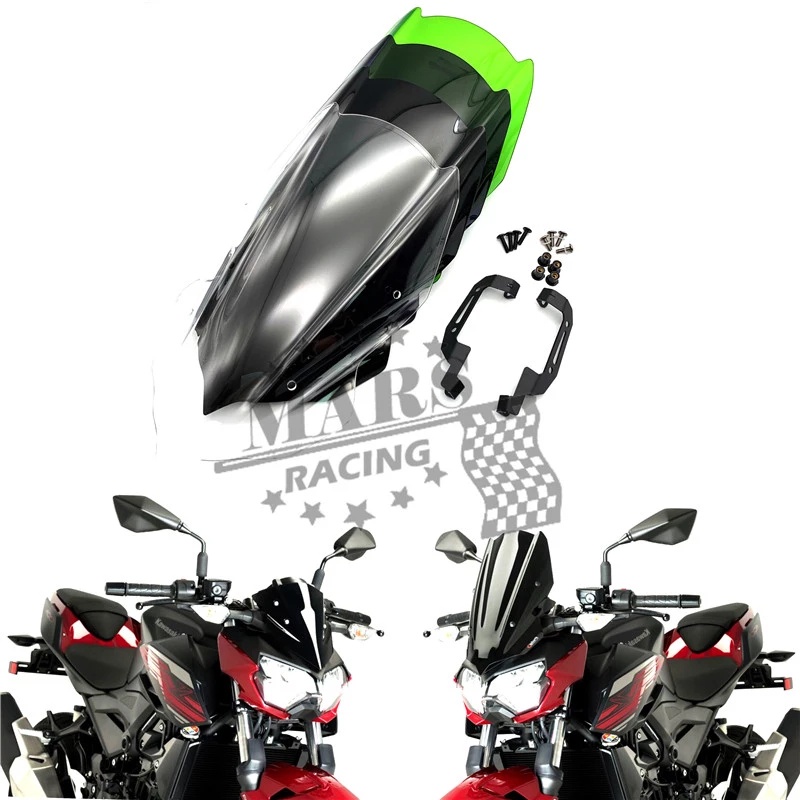 Xe máy Kính chắn gió thể thao Kính chắn gió Kính chắn gió Tấm che kính cho KAWASAKI Z250 Z400 Z-250 Z-400 2019 2020 2021 Double Bubble kawasaki z250 z400 19-21