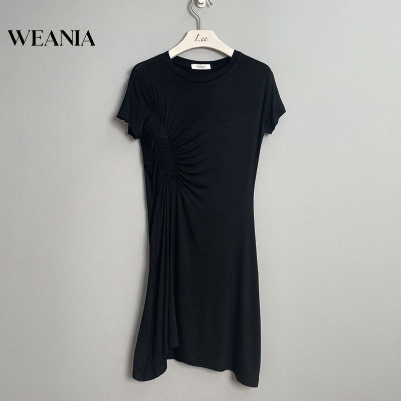 Đầm Cotton Ngắn Tay Xếp Ly Ôm Dáng Gợi Cảm Chất Lượng Dành Cho Nữ