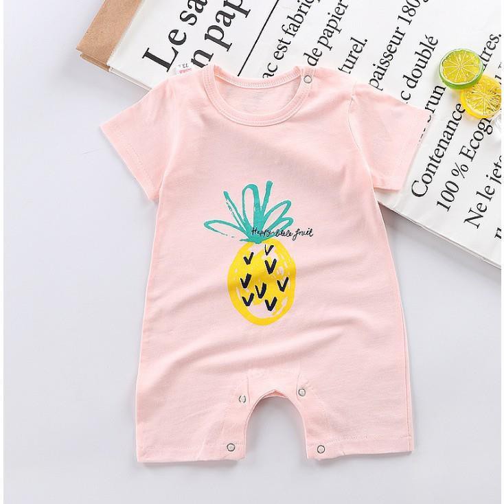 Đồ liền sơ sinh áo liền quần mùa hè ngắn tay bé trai bé gái body cúc vai từ 0-1-2 tuổi 100% cotton 2019