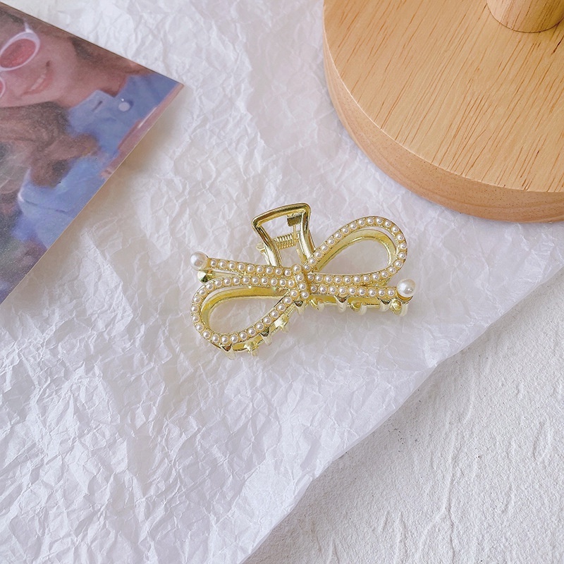 Kẹp Tóc Nơ Đính Đá Ngọc Trai Phong Cách Hàn Quốc Mới