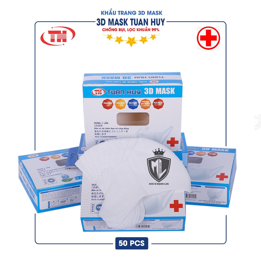 Khẩu Trang 3D Mask Tuấn Huy (Hộp 50 Cái) - Hàng Chính Hãng