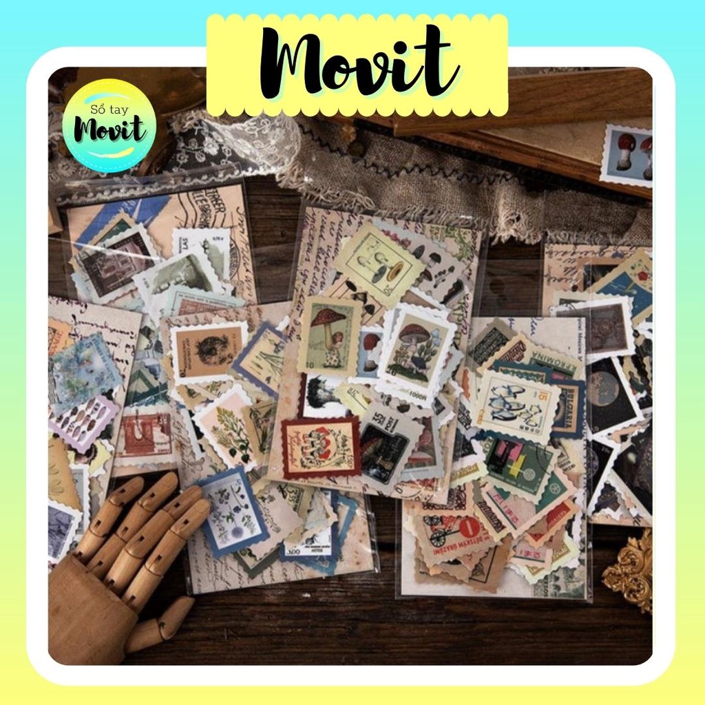 Set 46 sticker hình con stamp nhiều chủ đề làm bullet journal