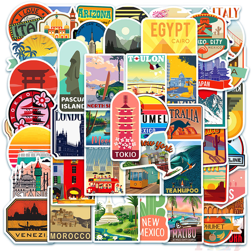 ❉ Famous Tourist City Travel Landscape Stickers ❉ 50Pcs/Set DIY Fashion Decals Doodle Stickers